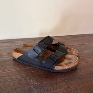 Black leather Birkenstocks (lightly worn)